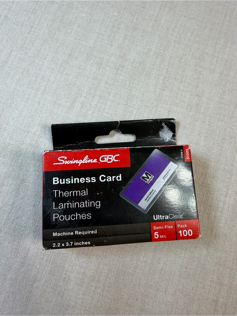 Swingline GBC Business Card Thermal Laminating Pouches 5 Mil – 100 Pack